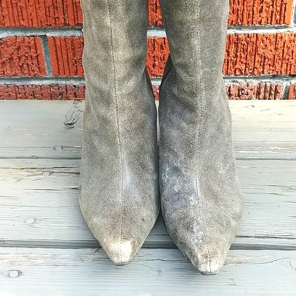 Distressed grey vintage leather boots 6.5 - Picture 4 of 14